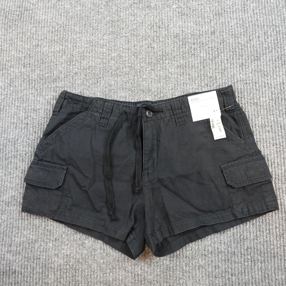 Aeropostale Low Rise Utility Shorts Womens Medium Black Drawstring Cargo